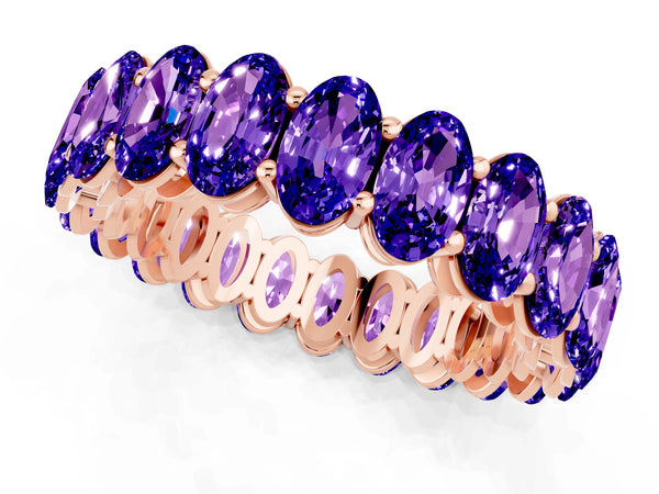 Rose gold Oval Cut Tanzanite Eternity Band with Shared Prong Setting