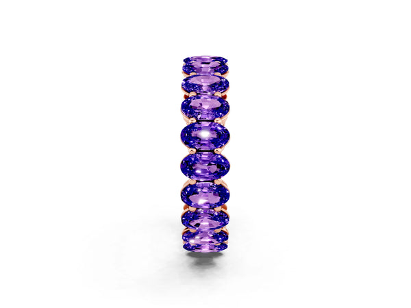 Rose gold Oval Cut Tanzanite Eternity Band with Shared Prong Setting
