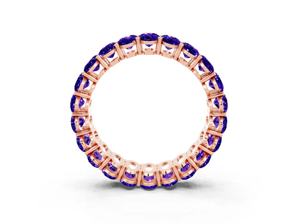 Rose gold Oval Cut Tanzanite Eternity Band with Shared Prong Setting