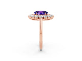 Rose gold Oval Cut Tanzanite Floral Double Halo Engagement Ring with Prong Setting_50