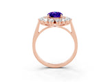Rose gold Oval Cut Tanzanite Floral Double Halo Engagement Ring with Prong Setting_51