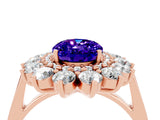 Rose gold Oval Cut Tanzanite Floral Double Halo Engagement Ring with Prong Setting_52