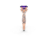 Rose gold Oval Cut Tanzanite  Halo Twist Band Solitaire Prong Setting Ring_38