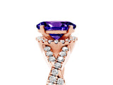 Rose gold Oval Cut Tanzanite  Halo Twist Band Solitaire Prong Setting Ring_41