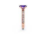 Rose gold Oval Cut Tanzanite Milgrain Pavé Engagement Ring with Four-Prong Setting_14
