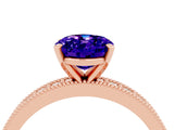 Rose gold Oval Cut Tanzanite Milgrain Pavé Engagement Ring with Four-Prong Setting_16