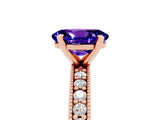 Rose gold Oval Cut Tanzanite Milgrain Pavé Engagement Ring with Four-Prong Setting_17