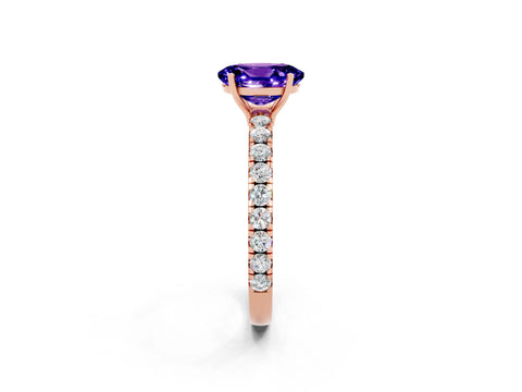 Rose gold Oval Cut Tanzanite Pavé Solitaire Engagement Ring with Four-Prong Setting_14
