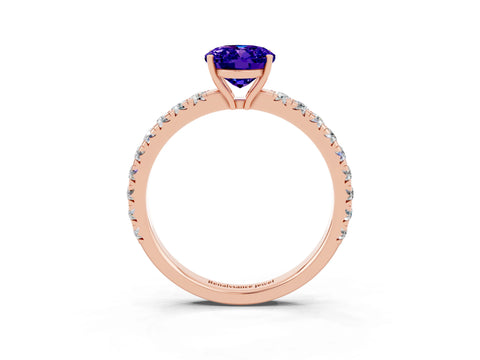 Rose gold Oval Cut Tanzanite Pavé Solitaire Engagement Ring with Four-Prong Setting_15