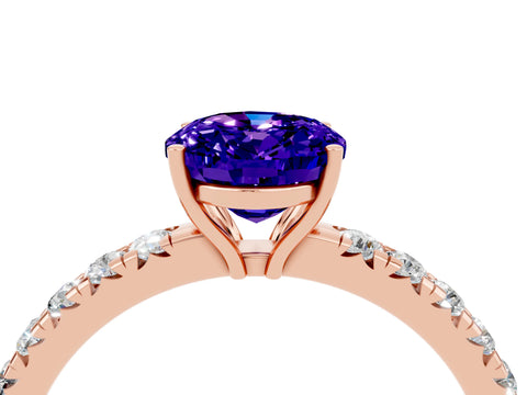 Rose gold Oval Cut Tanzanite Pavé Solitaire Engagement Ring with Four-Prong Setting_16