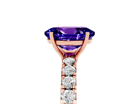 Rose gold Oval Cut Tanzanite Pavé Solitaire Engagement Ring with Four-Prong Setting_17