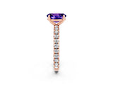 Rose gold Oval Cut Tanzanite Pavé Solitaire Ring with Round Band and Prong Setting_26