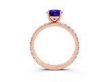 Rose gold Oval Cut Tanzanite Pavé Solitaire Ring with Round Band and Prong Setting_27