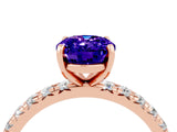 Rose gold Oval Cut Tanzanite Pavé Solitaire Ring with Round Band and Prong Setting_28