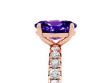 Rose gold Oval Cut Tanzanite Pavé Solitaire Ring with Round Band and Prong Setting_29