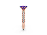 Rose gold Oval Cut Tanzanite Pave Band Solitaire Ring with Four-Prong Setting_26