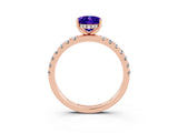 Rose gold Oval Cut Tanzanite Pave Band Solitaire Ring with Four-Prong Setting_27