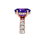 Rose gold Oval Cut Tanzanite Pave Band Solitaire Ring with Four-Prong Setting_29