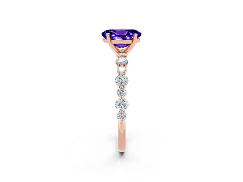 Rose gold Oval Cut Tanzanite Prong Set Engagement Ring with Pavé Band_2