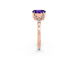 Rose gold Oval Cut Tanzanite Ring with Side Stones and Four-Prong Setting_74