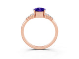 Rose gold Oval Cut Tanzanite Ring with Side Stones and Four-Prong Setting_75