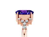 Rose gold Oval Cut Tanzanite Ring with Side Stones and Four-Prong Setting_77