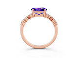 Rose gold Oval Cut Tanzanite Scattered Round Accent Ring with Prong Setting_15