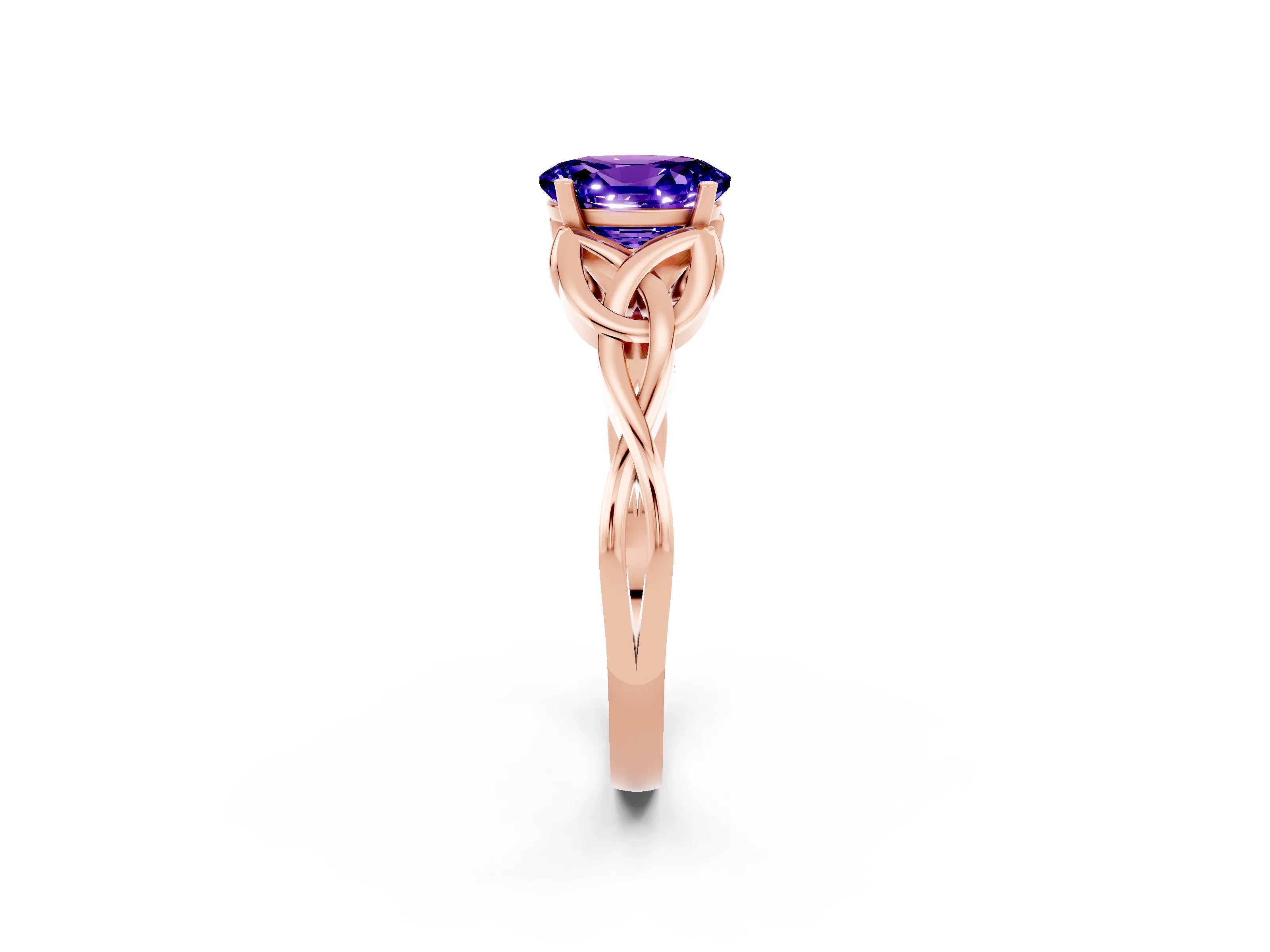 Rose gold Oval Cut Tanzanite Solitaire Celtic Knot Ring with Four-Prong Setting_14