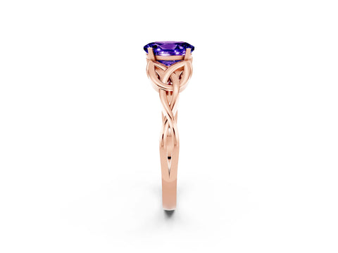 Rose gold Oval Cut Tanzanite Solitaire Celtic Knot Ring with Four-Prong Setting_14