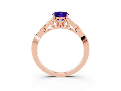 Rose gold Oval Cut Tanzanite Solitaire Celtic Knot Ring with Four-Prong Setting_15