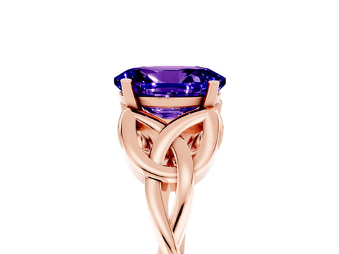 Rose gold Oval Cut Tanzanite Solitaire Celtic Knot Ring with Four-Prong Setting_17