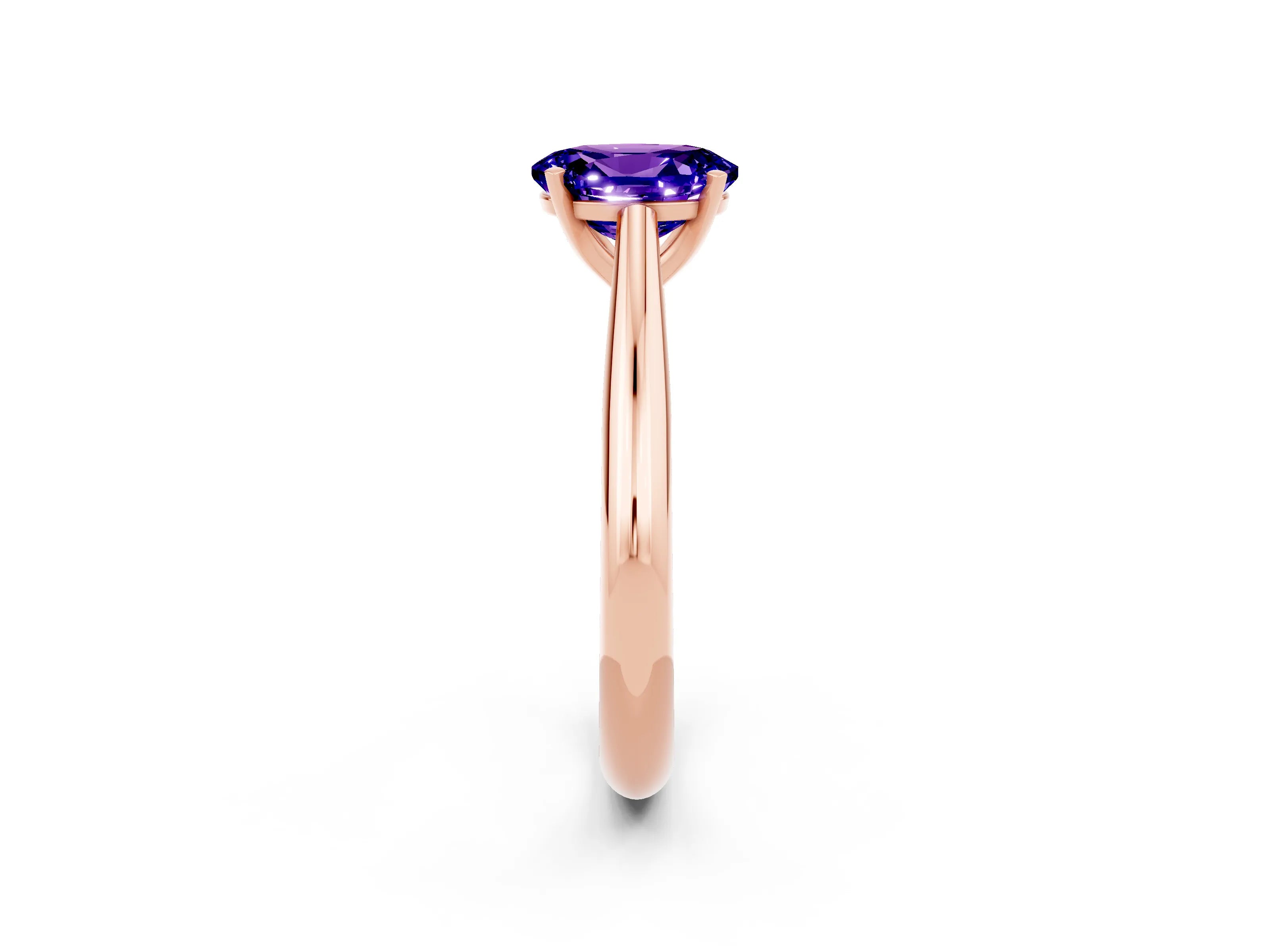 Rose gold Oval Cut Tanzanite Solitaire Engagement Ring with Cathedral Setting and Four-Prong Mount_14