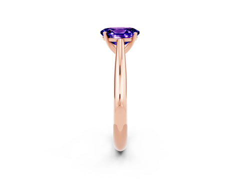 Rose gold Oval Cut Tanzanite Solitaire Engagement Ring with Cathedral Setting and Four-Prong Mount_14