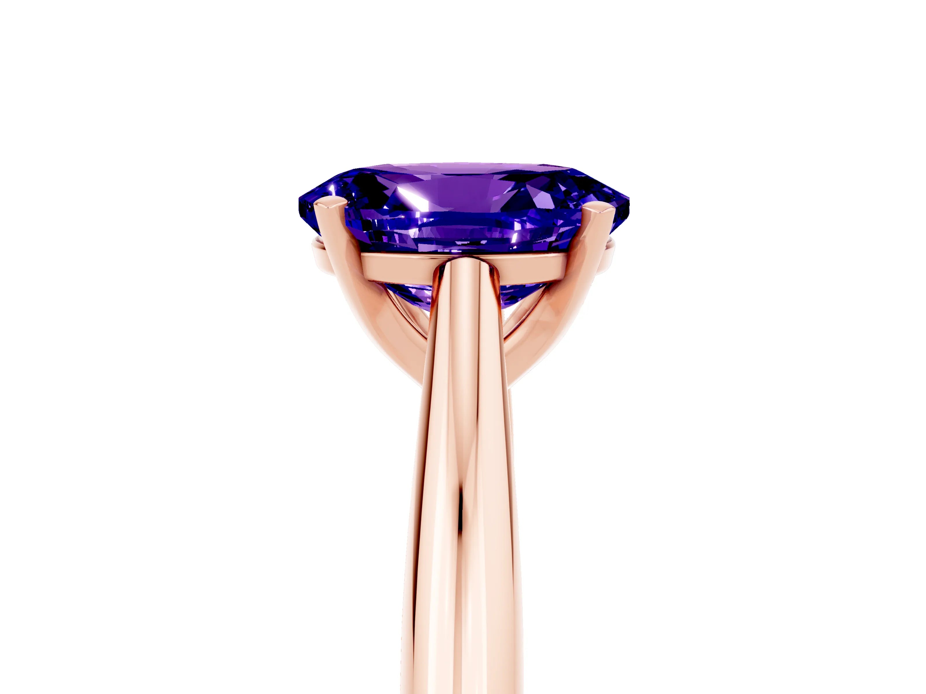 Rose gold Oval Cut Tanzanite Solitaire Engagement Ring with Cathedral Setting and Four-Prong Mount_17