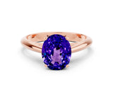 Rose gold Oval Cut Tanzanite Solitaire Engagement Ring with Cathedral Setting and Four-Prong Mount_18