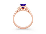 Rose gold Oval Cut Tanzanite Solitaire Engagement Ring with Cathedral Setting and Four-Prong Mount_21
