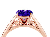 Rose gold Oval Cut Tanzanite Solitaire Engagement Ring with Cathedral Setting and Four-Prong Mount_22