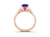 Rose gold Oval Cut Tanzanite Solitaire Engagement Ring with Cathedral Setting and Four-Prong Mount_27