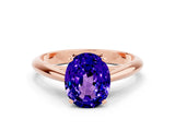 Rose gold Oval Cut Tanzanite Solitaire Engagement Ring with Cathedral Setting and Four-Prong Mount_66