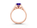 Rose gold Oval Cut Tanzanite Solitaire Engagement Ring with Cathedral Setting and Four-Prong Mount_69