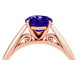 Rose gold Oval Cut Tanzanite Solitaire Engagement Ring with Cathedral Setting and Four-Prong Mount_70