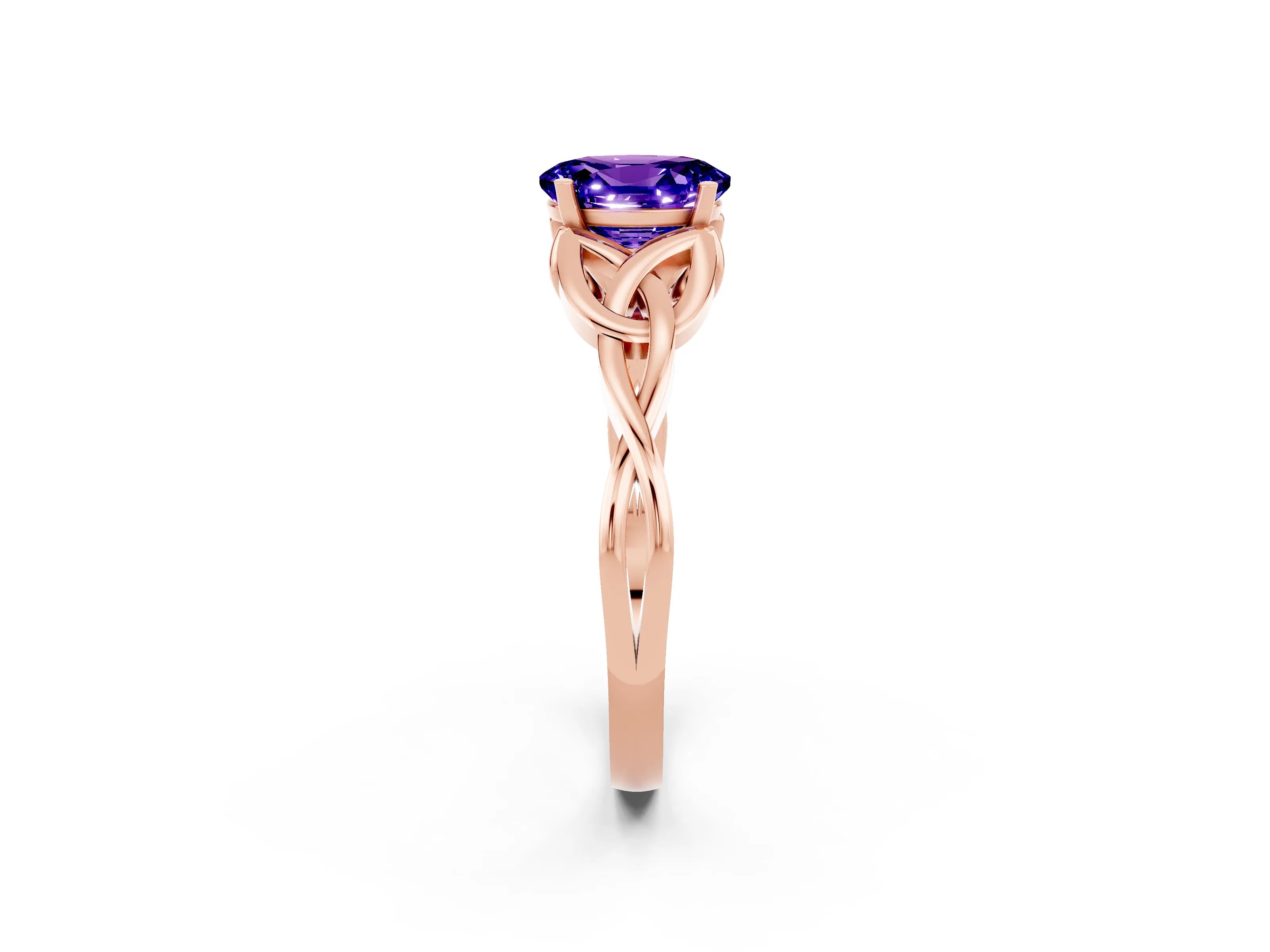 Rose gold Oval Cut Tanzanite Solitaire Engagement Ring with Celtic Knot Band and Four-Prong Setting_2
