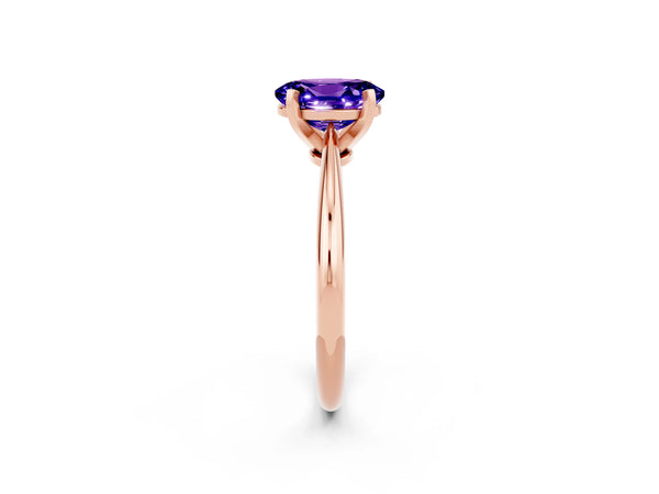 Rose gold Oval Cut Tanzanite Solitaire Engagement Ring with Classic Band and Four-Prong Setting