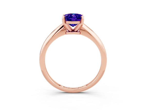 Rose gold Oval Cut Tanzanite Solitaire Engagement Ring with Classic Band and Four-Prong Setting