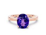 Rose gold Oval Cut Tanzanite Solitaire Engagement Ring with Classic Band and Four-Prong Setting_24