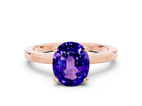 Rose gold Oval Cut Tanzanite Solitaire Engagement Ring with Classic Band and Four-Prong Setting_24
