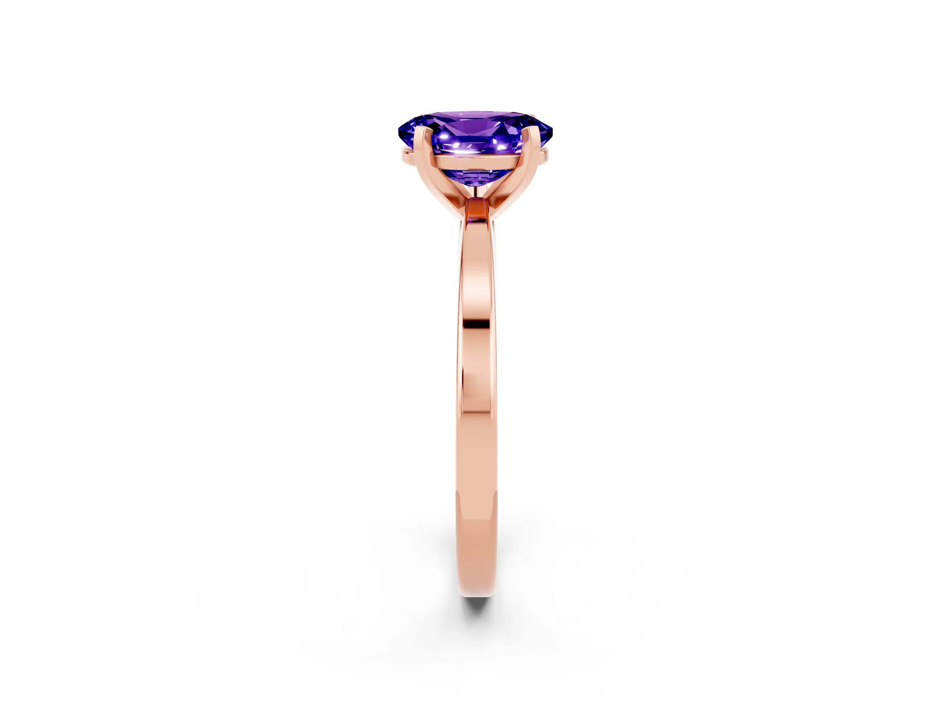 Rose gold Oval Cut Tanzanite Solitaire Engagement Ring with Classic Band and Four-Prong Setting_26
