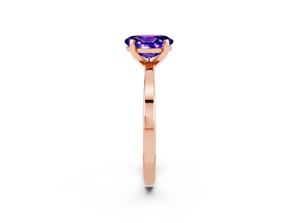 Rose gold Oval Cut Tanzanite Solitaire Engagement Ring with Classic Band and Four-Prong Setting