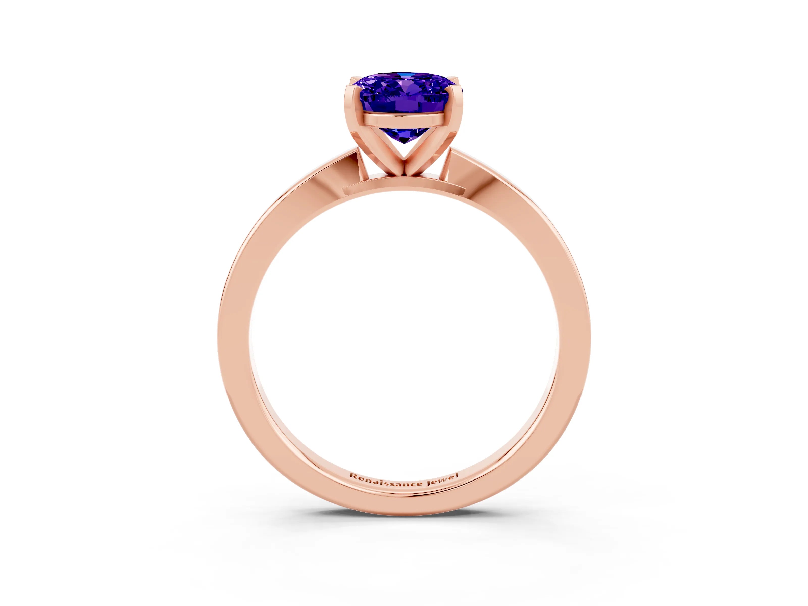 Rose gold Oval Cut Tanzanite Solitaire Engagement Ring with Classic Band and Four-Prong Setting_27