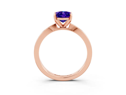Rose gold Oval Cut Tanzanite Solitaire Engagement Ring with Classic Band and Four-Prong Setting_27